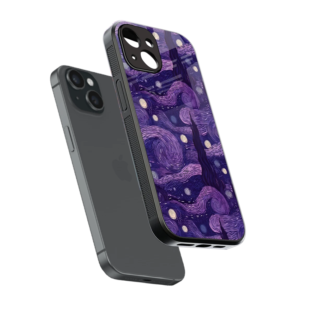 Nebula Galaxy sleek iphone 15 cover with tempered glass back and TPU edges
