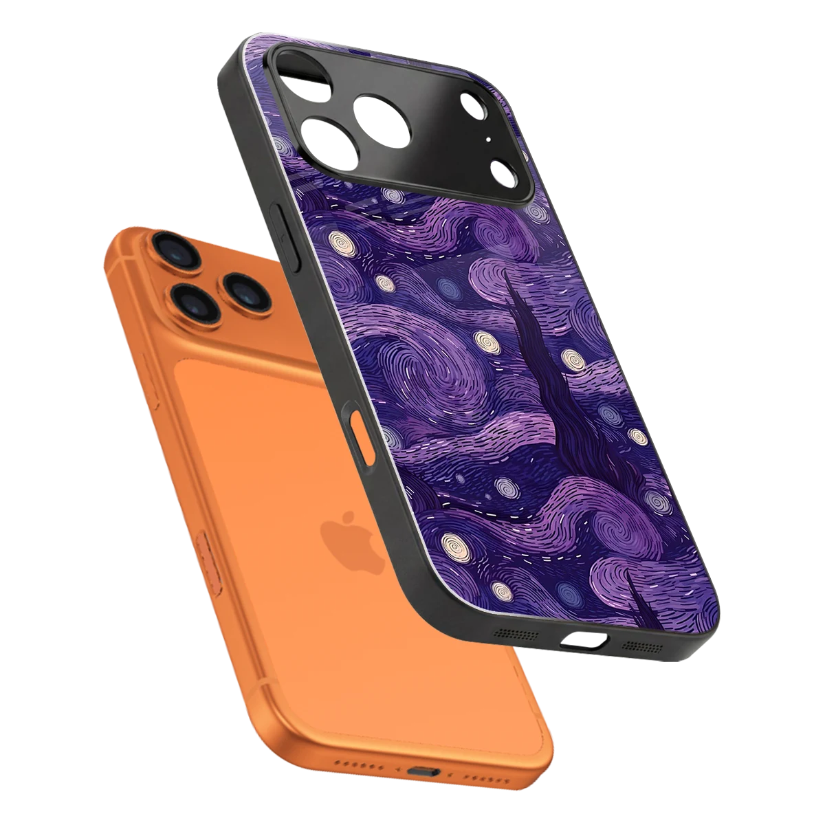 Nebula Galaxy sleek iphone 17 pro max cover with tempered glass back and TPU edges