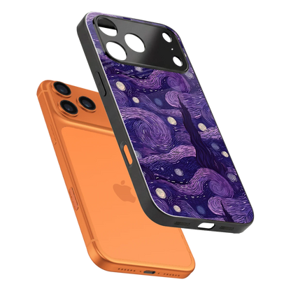 Nebula Galaxy sleek iphone 17 pro max cover with tempered glass back and TPU edges