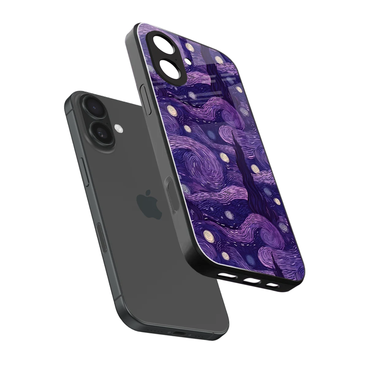 Nebula Galaxy sleek iphone 17 cover with tempered glass back and TPU edges
