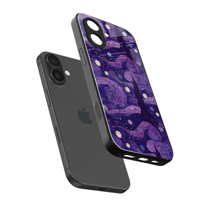 Nebula Galaxy sleek iphone 17 cover with tempered glass back and TPU edges