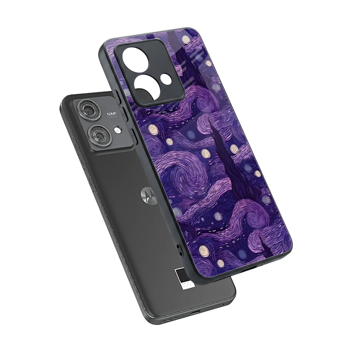 Nebula Galaxy sleek motorola edge 40 neo 5g cover with tempered glass back and TPU edges