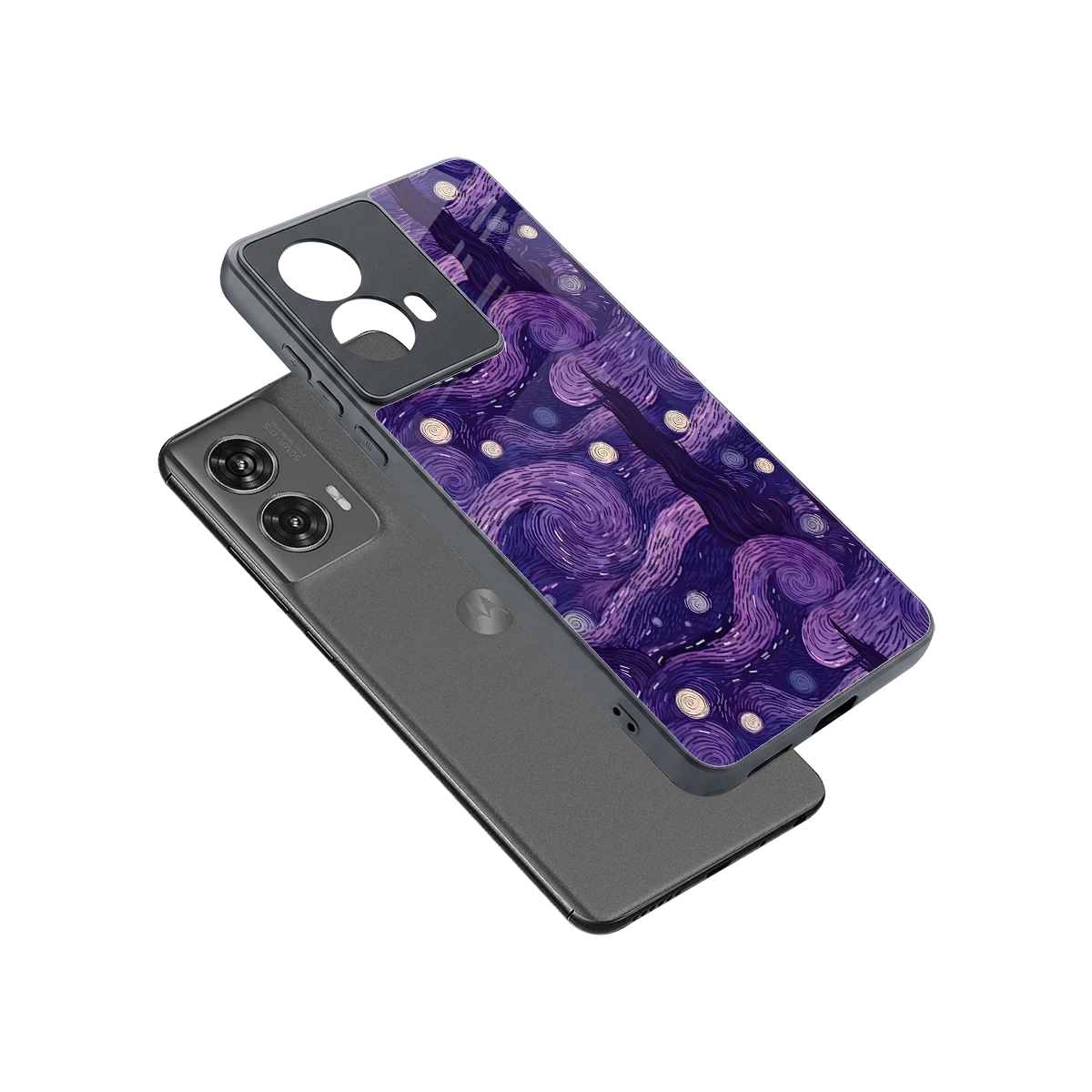 Nebula Galaxy sleek motorola edge 50 fusion cover with tempered glass back and TPU edges