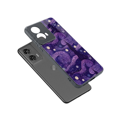 Nebula Galaxy sleek motorola edge 50 fusion cover with tempered glass back and TPU edges