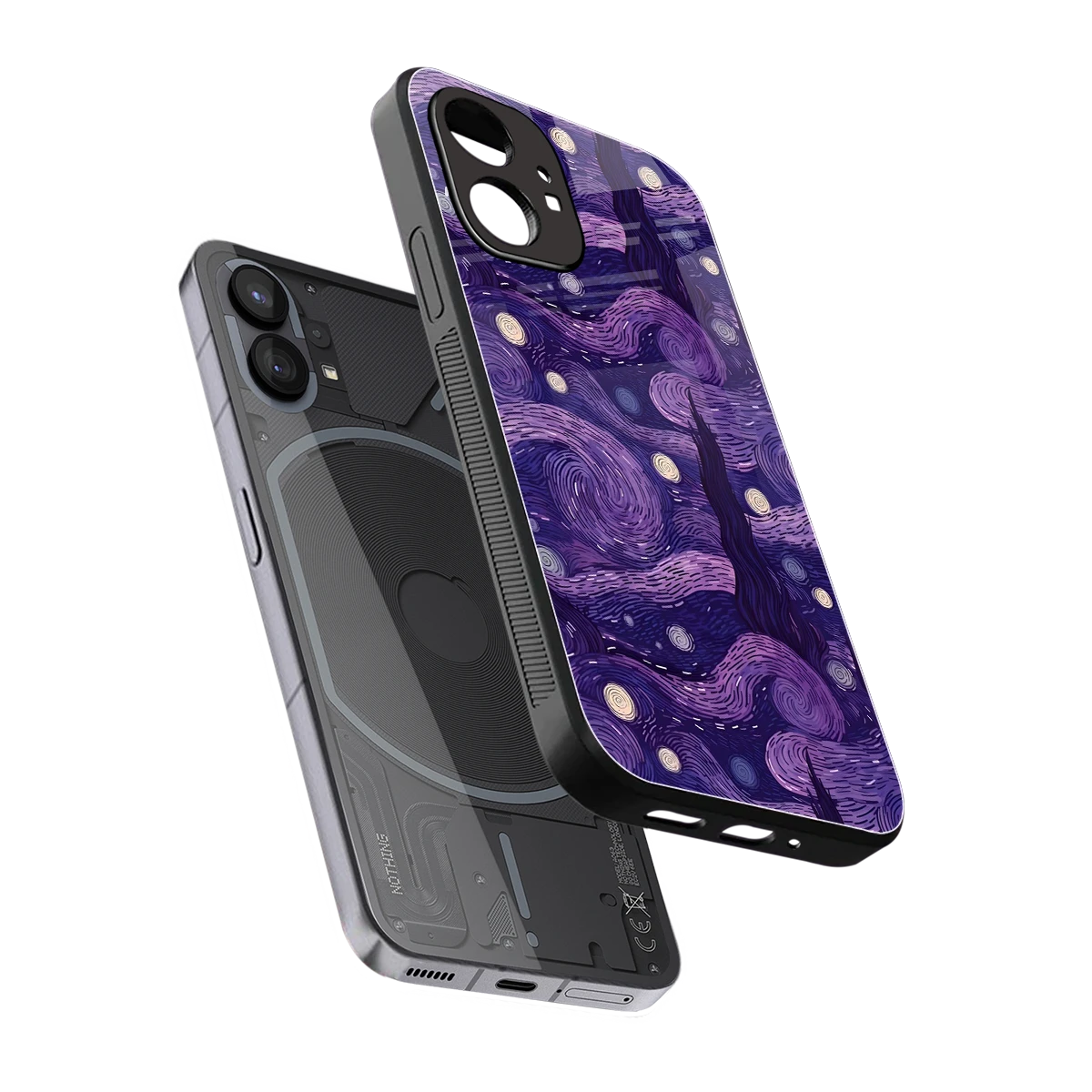 Nebula Galaxy sleek nothing phone 1 cover with tempered glass back and TPU edges