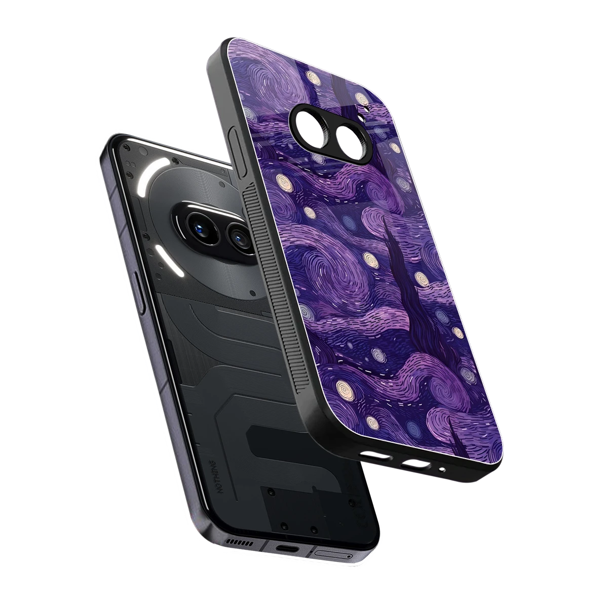 Nebula Galaxy sleek nothing phone 2a cover with tempered glass back and TPU edges