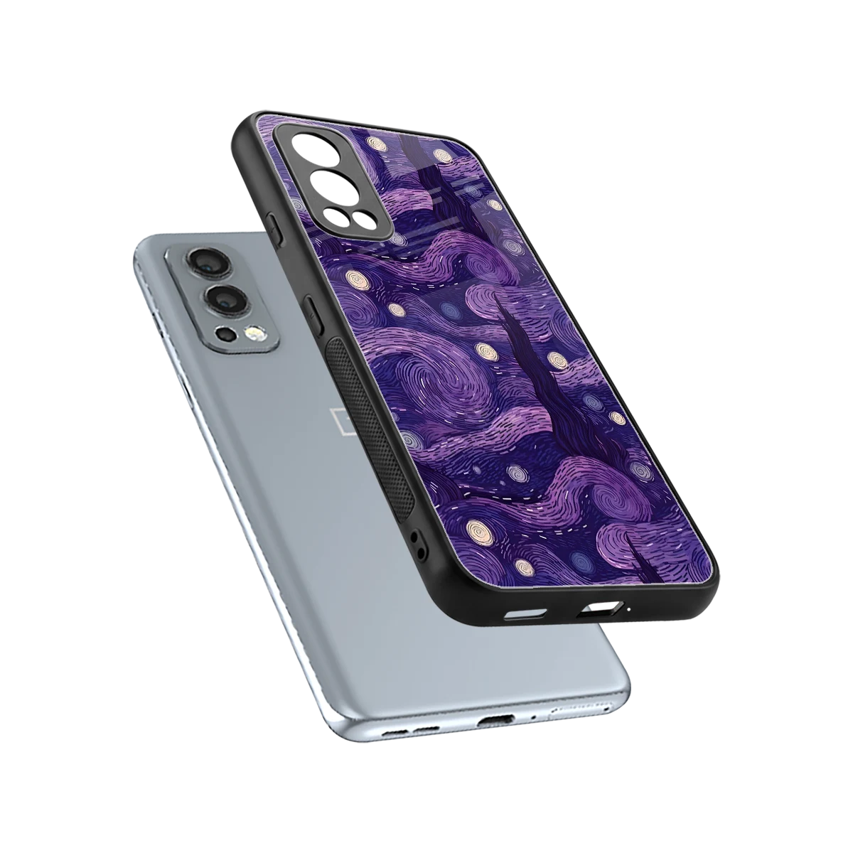 Nebula Galaxy sleek oneplus nord 2 cover with tempered glass back and TPU edges