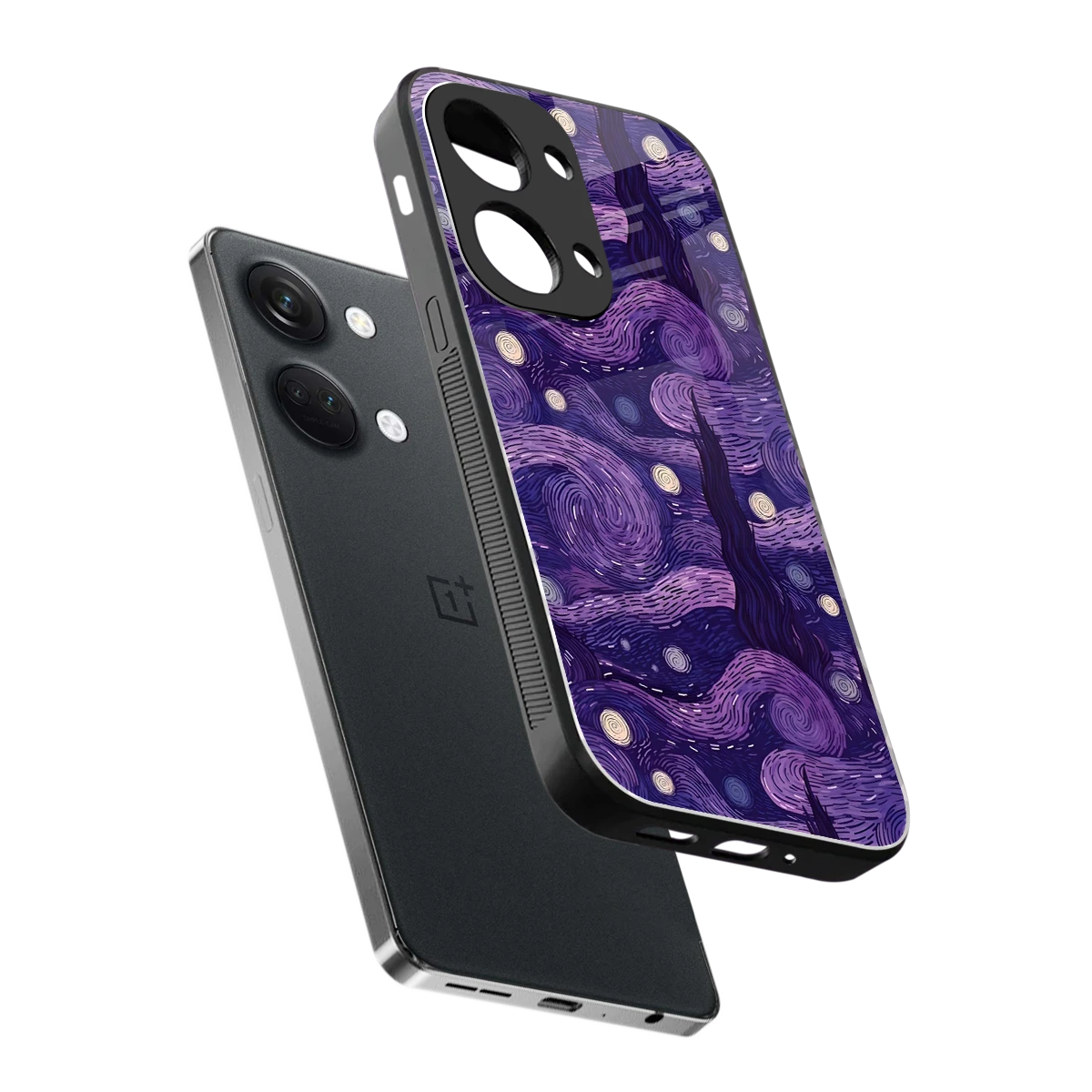 Nebula Galaxy sleek oneplus nord 3 cover with tempered glass back and TPU edges
