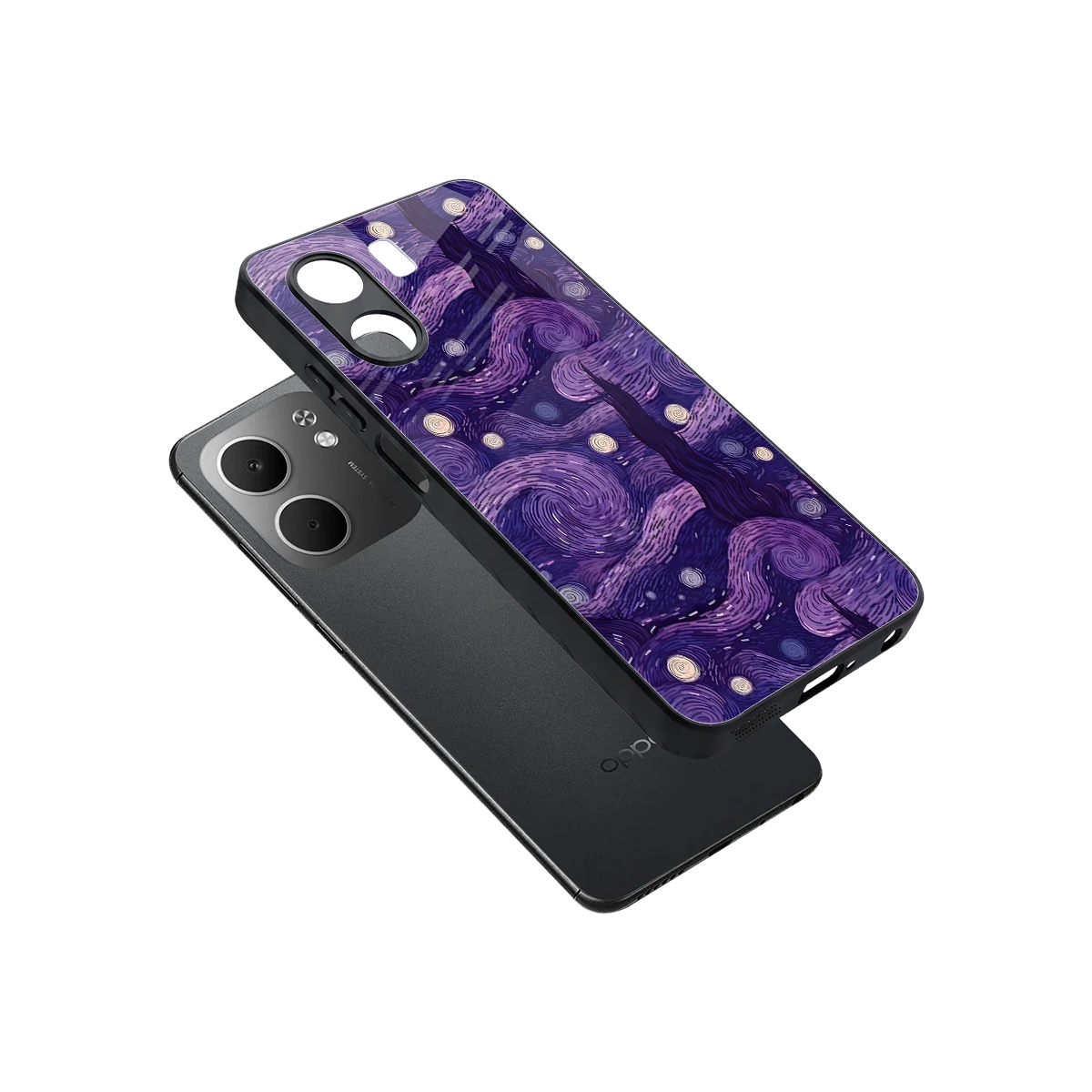 Nebula Galaxy sleek oppo a5x 5g cover with tempered glass back and TPU edges