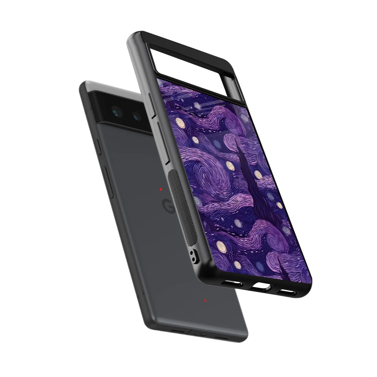 Nebula Galaxy sleek google pixel 6a cover with tempered glass back and TPU edges