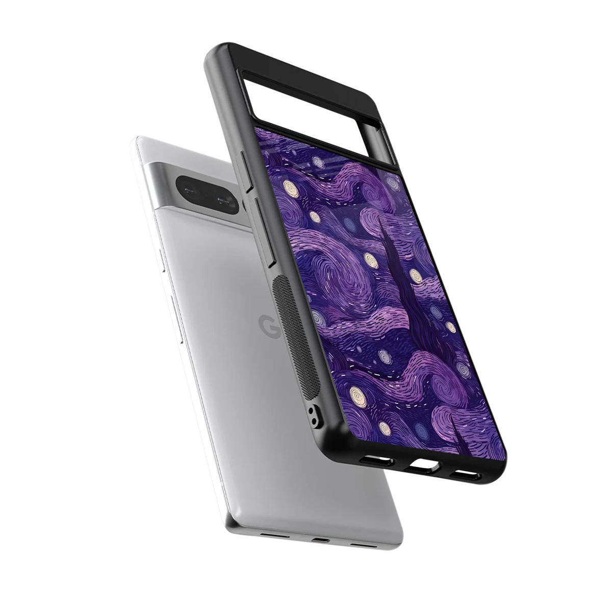 Nebula Galaxy sleek google pixel 7 pro cover with tempered glass back and TPU edges
