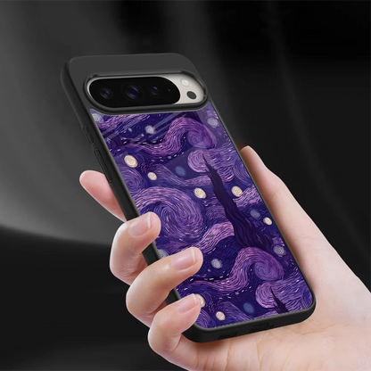 Nebula Galaxy sleek google pixel 9 pro cover with tempered glass back and TPU edges