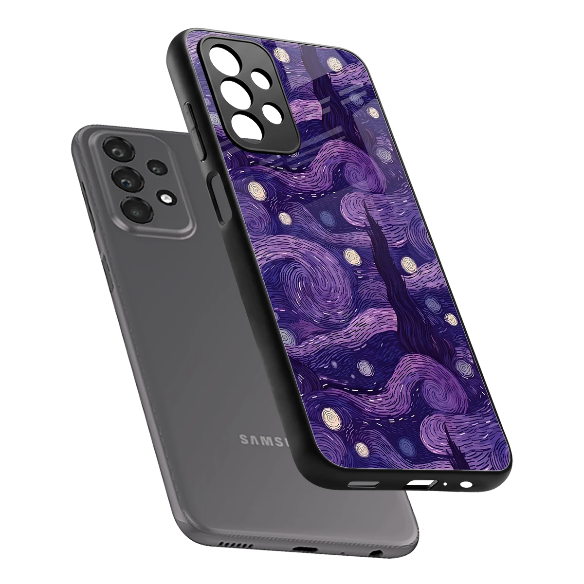 Nebula Galaxy sleek samsung galaxy a23 cover with tempered glass back and TPU edges