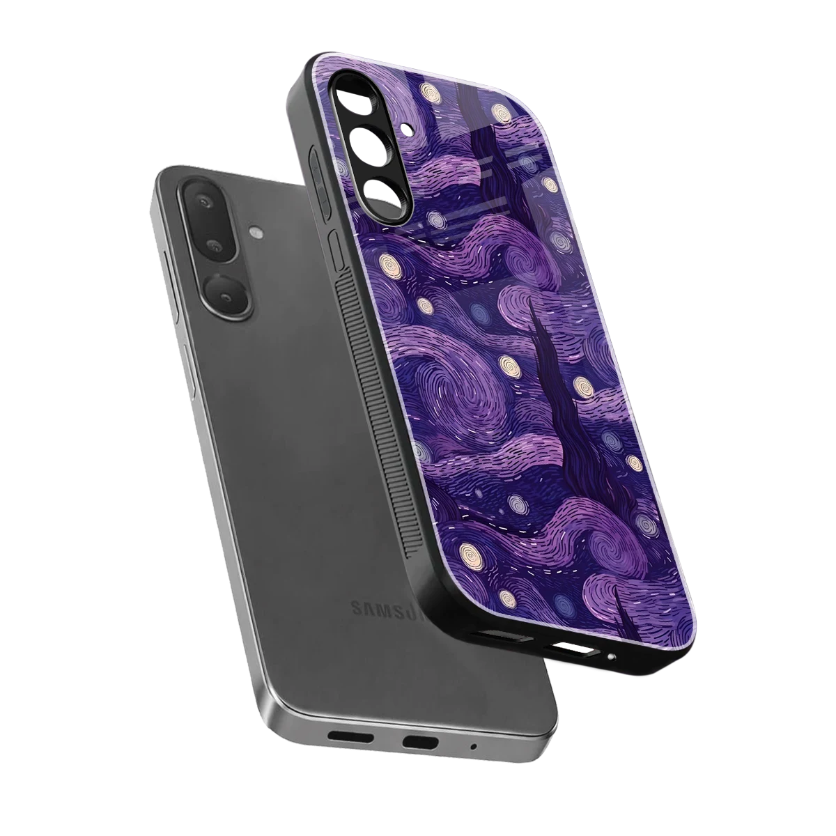 Nebula Galaxy sleek samsung galaxy m36 5g cover with tempered glass back and TPU edges