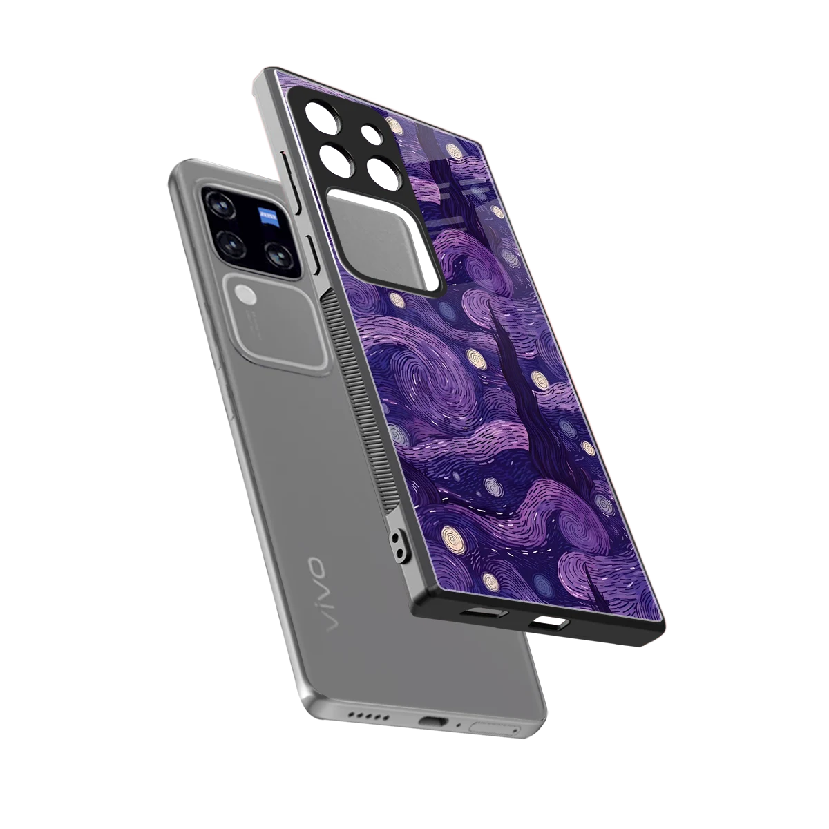 Nebula Galaxy sleekvivo v30 pro cover with tempered glass back and TPU edges