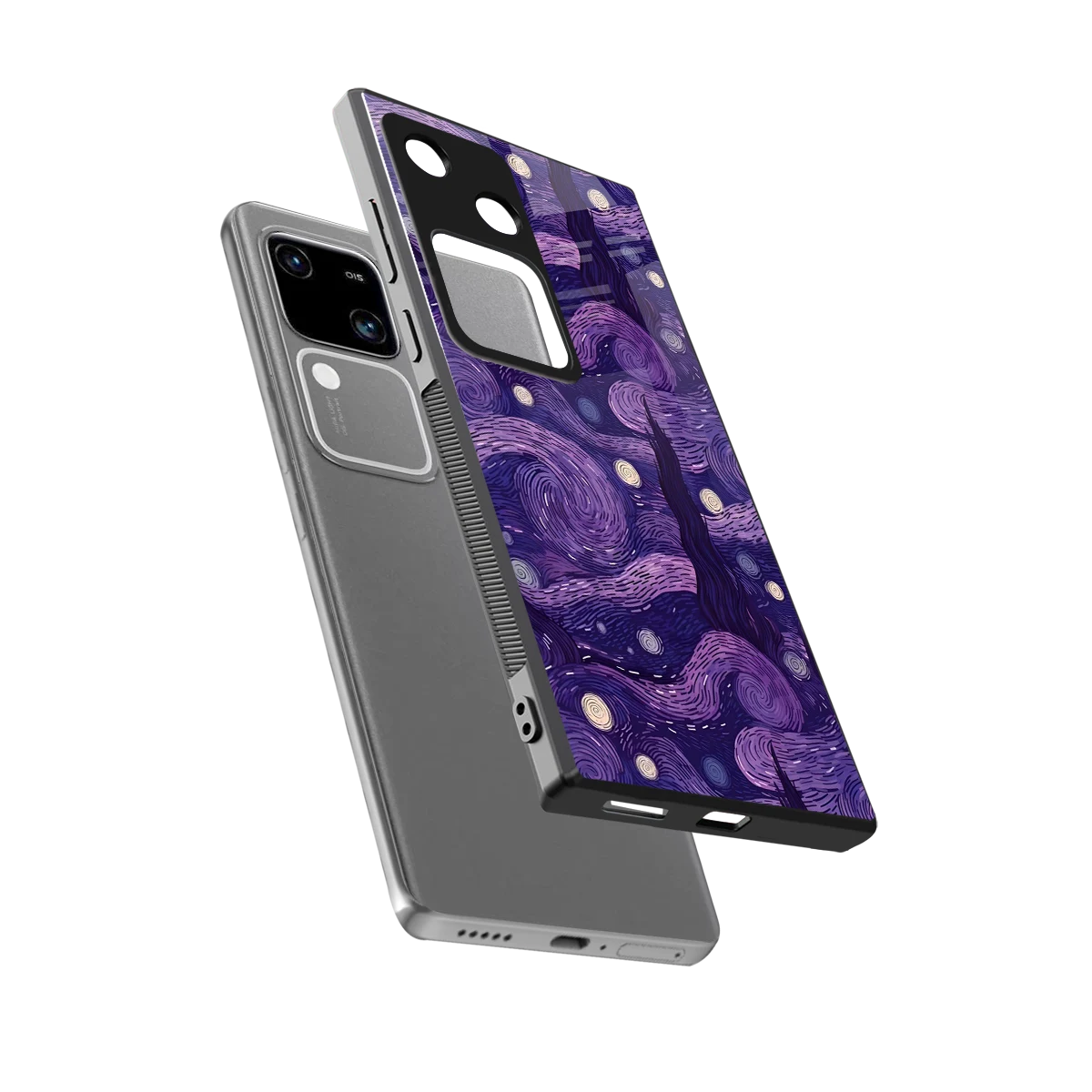 Nebula Galaxy sleek vivo v30 cover with tempered glass back and TPU edges