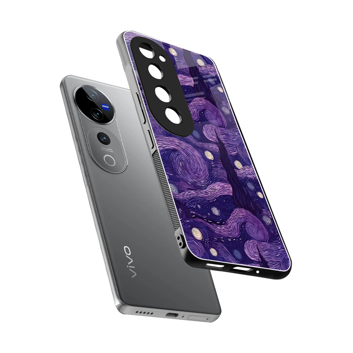 Nebula Galaxy sleek vivo v40 pro cover with tempered glass back and TPU edges