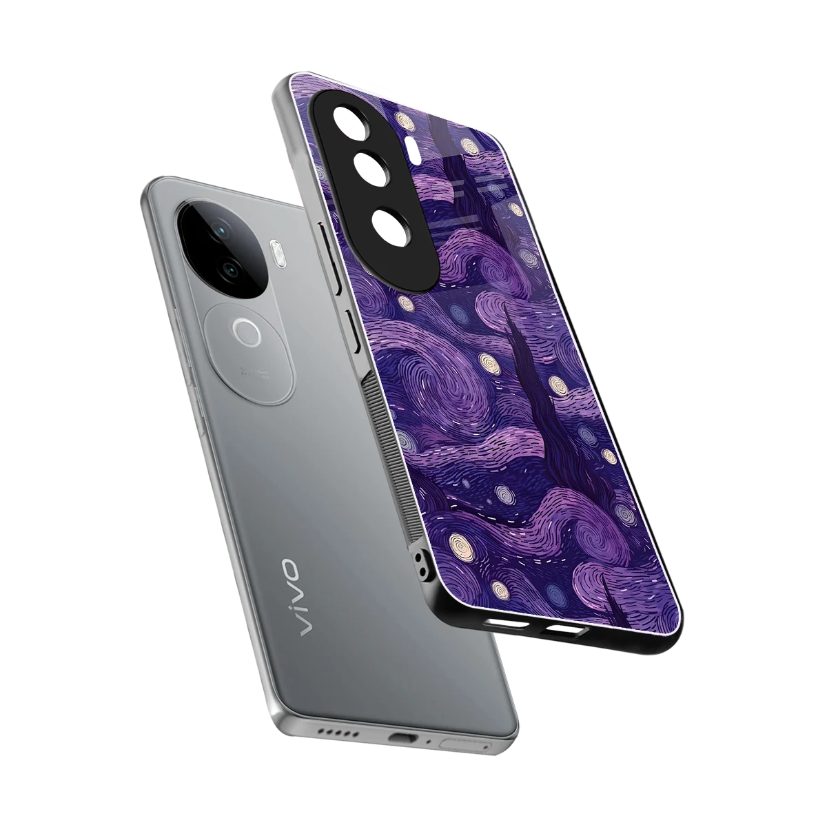 Nebula Galaxy sleek vivo v40e cover with tempered glass back and TPU edges