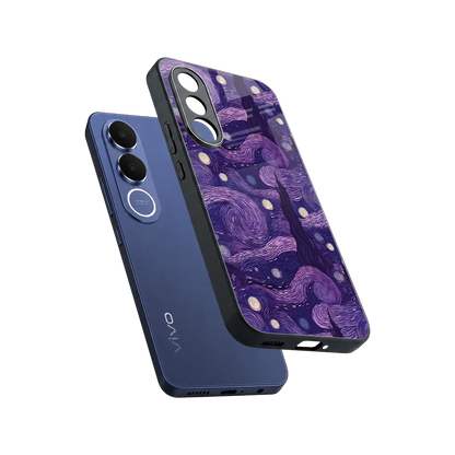 Nebula Galaxy sleek vivo v70 fe cover with tempered glass back and TPU edges