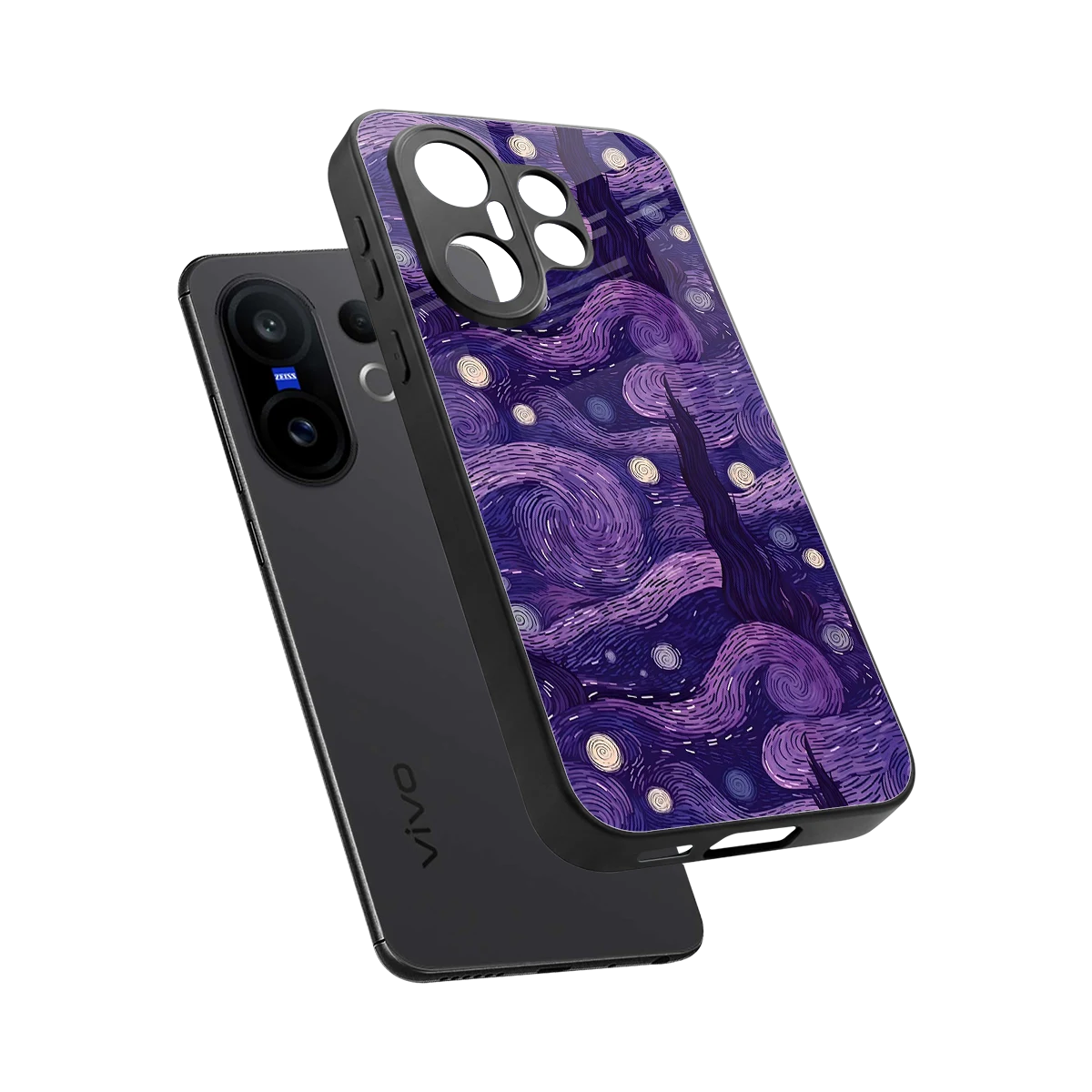 Nebula Galaxy sleek vivo x200 fe cover with tempered glass back and TPU edges