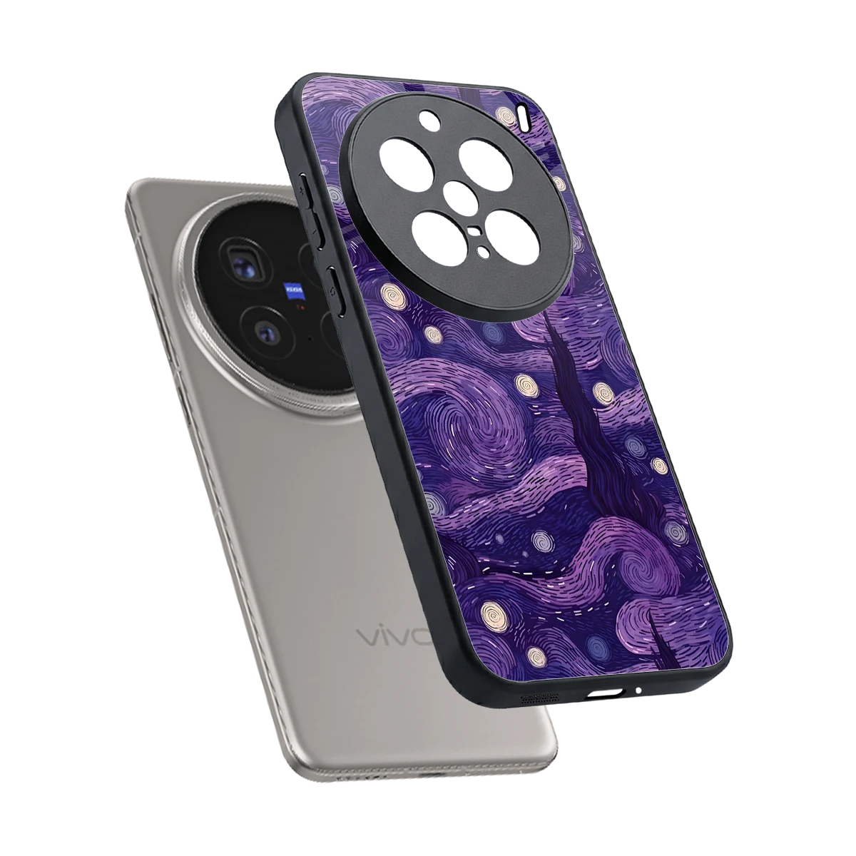 Nebula Galaxy sleek vivo x200 pro cover with tempered glass back and TPU edges