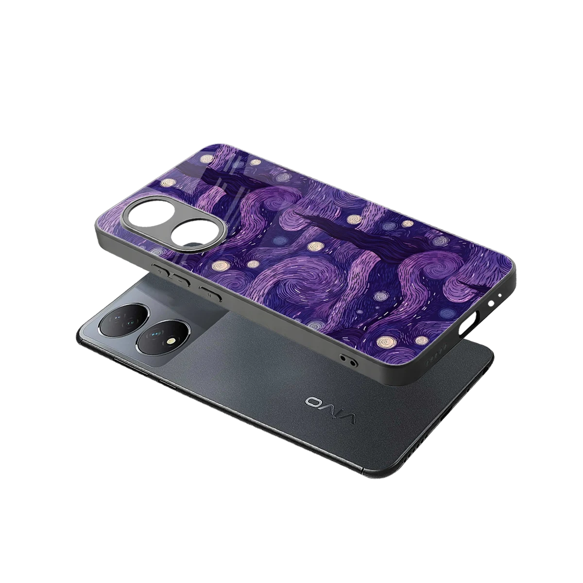 Nebula Galaxy sleek Vivo-y100 cover with tempered glass back and TPU edges