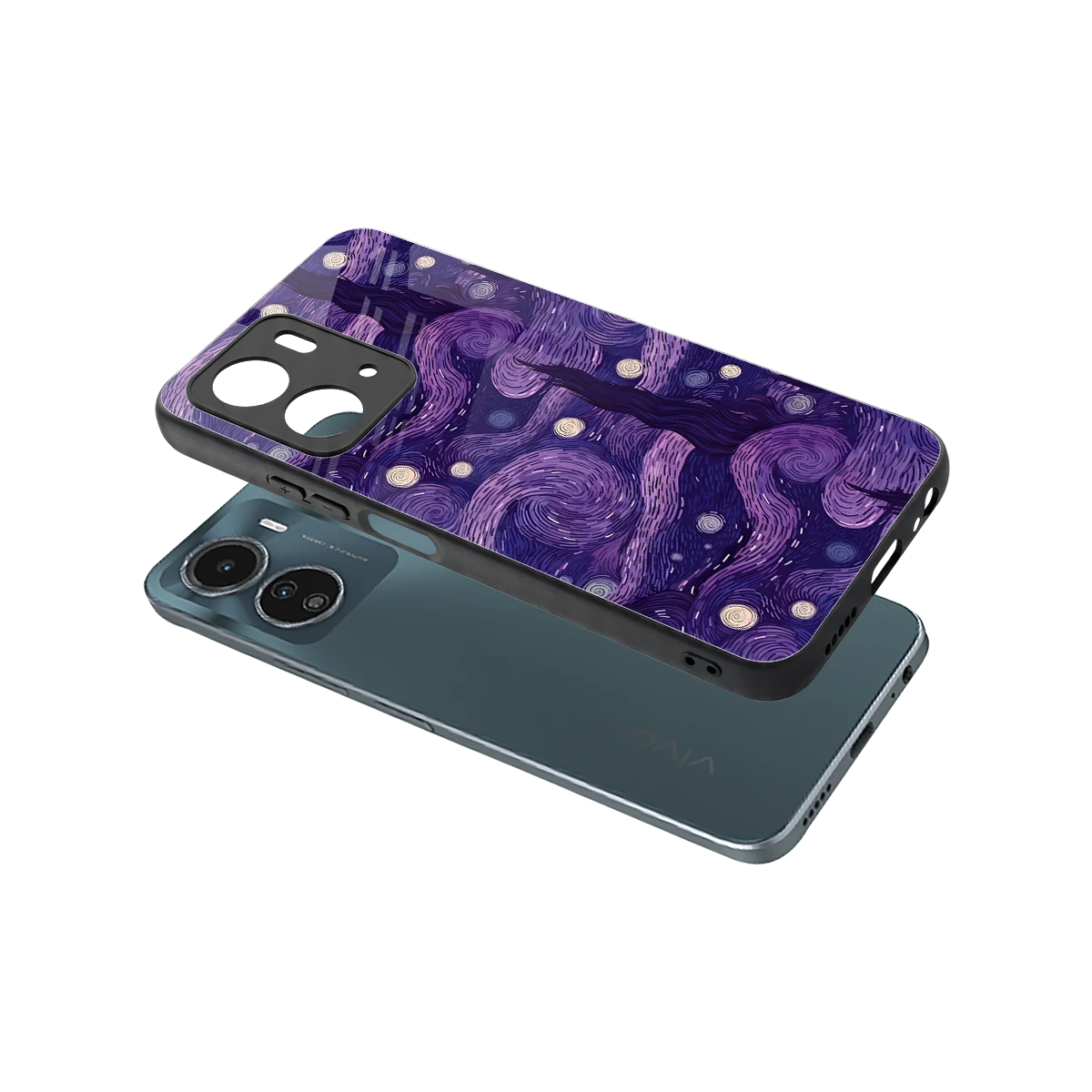 Nebula Galaxy sleek vivo y16 cover with tempered glass back and TPU edges