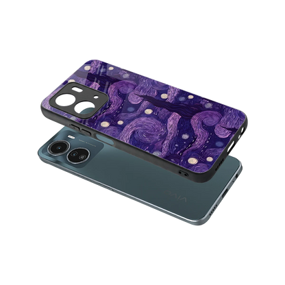 Nebula Galaxy sleek vivo y16 cover with tempered glass back and TPU edges