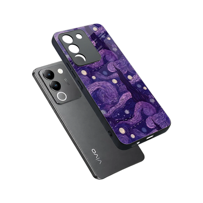 Nebula Galaxy sleek vivo y200 5g cover with tempered glass back and TPU edges