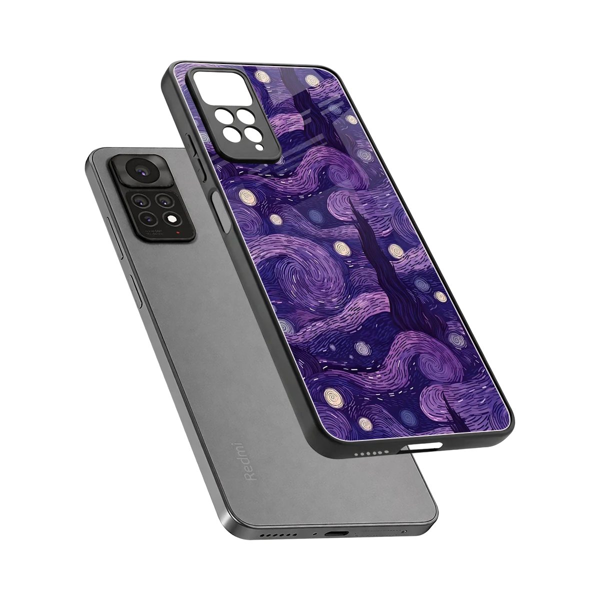 Nebula Galaxy sleek redmi note 11 pro cover with tempered glass back and TPU edges