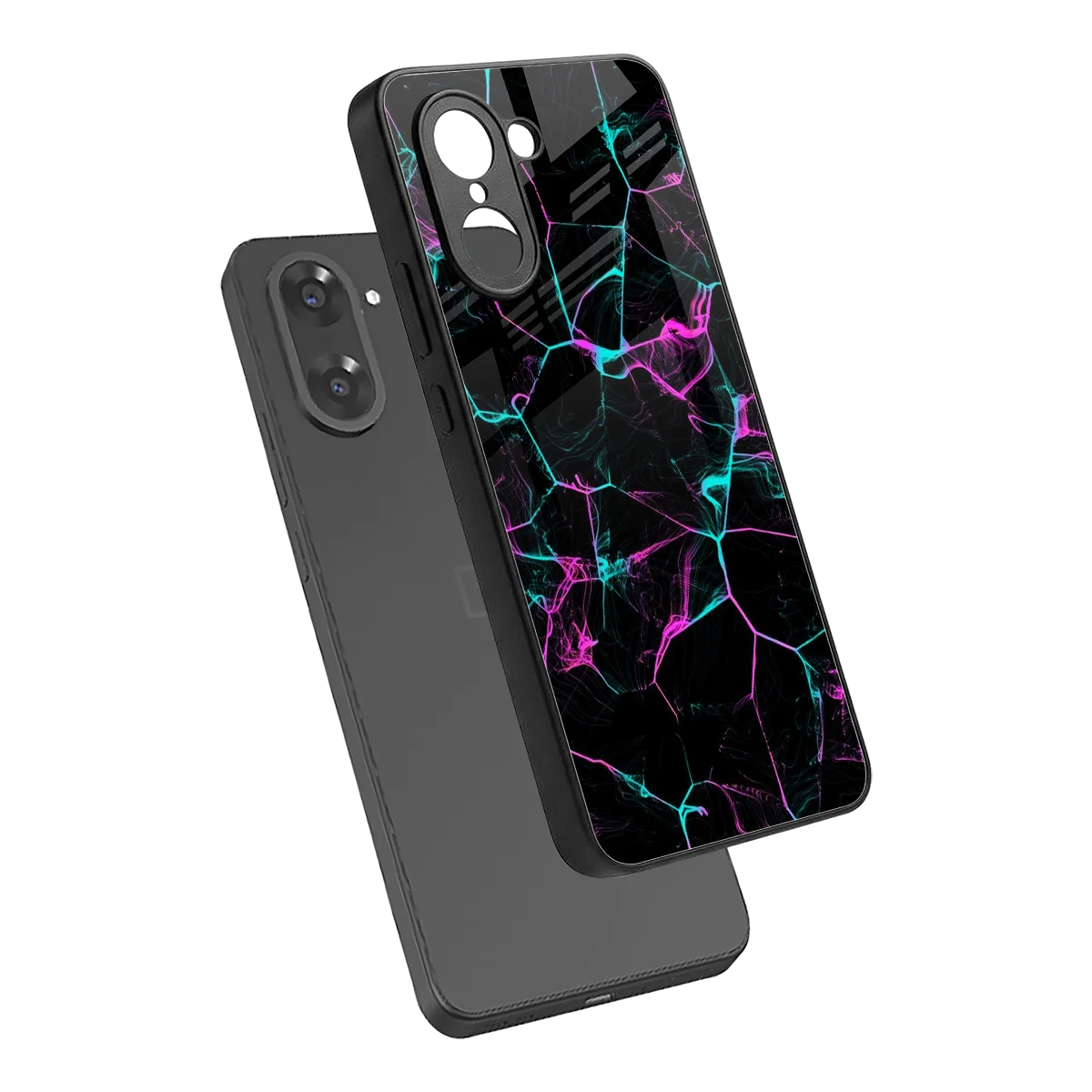 Nebula Veins sleek oneplus nord ce5 5g cover with tempered glass back and TPU edges