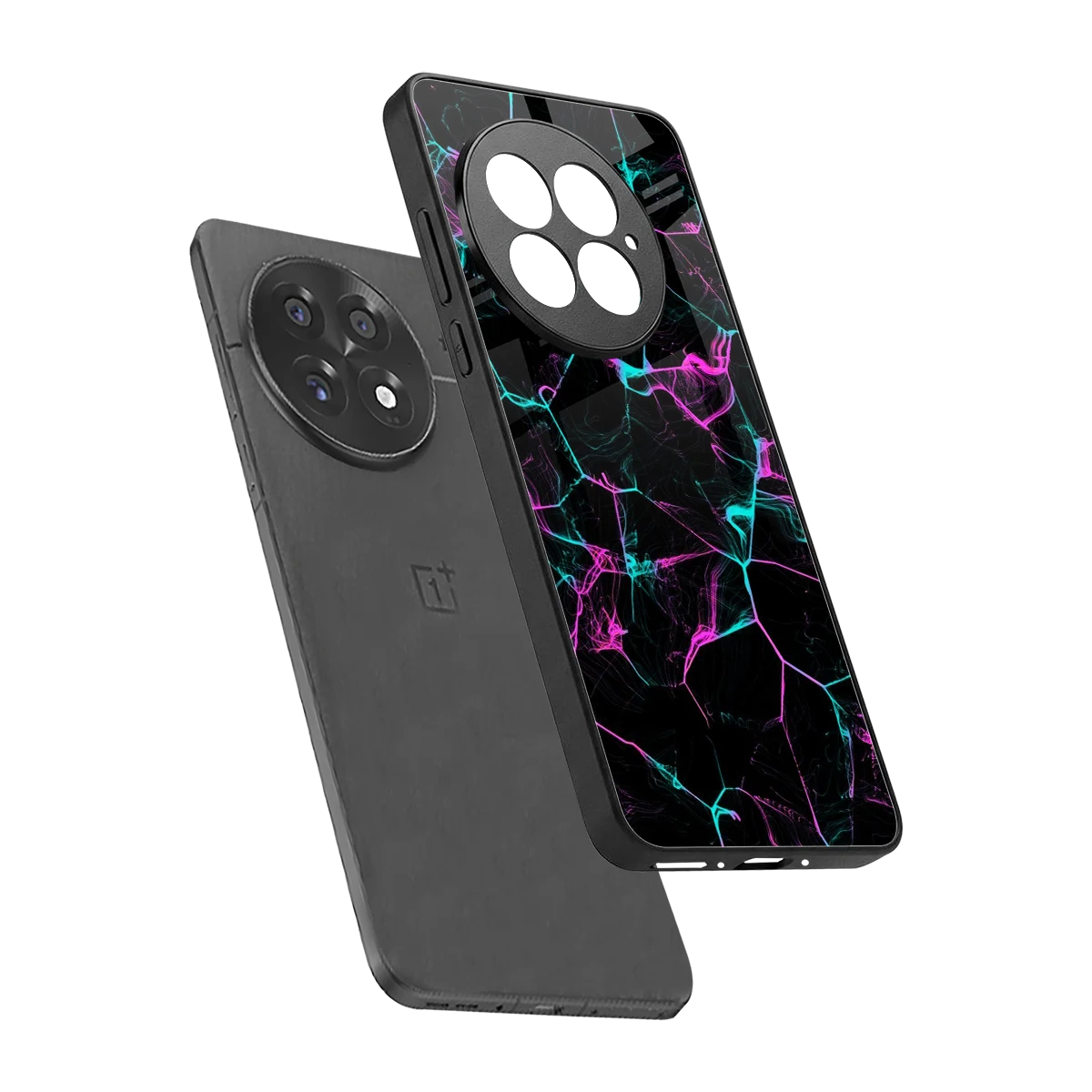 Nebula Veins sleek oneplus 13 cover with tempered glass back and TPU edges