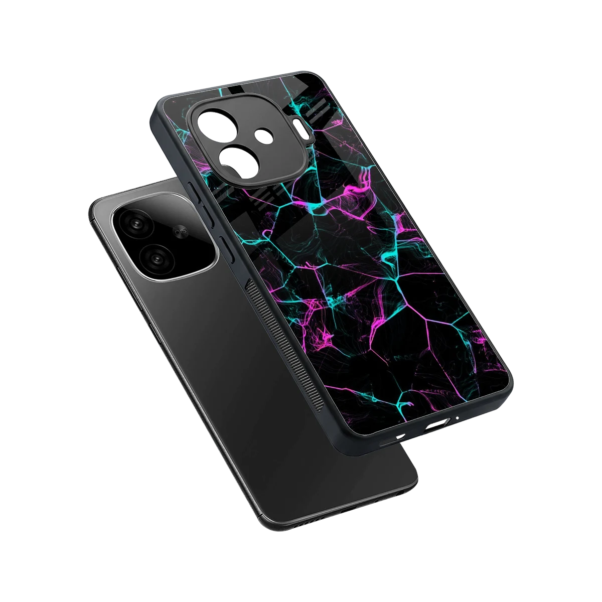 Nebula Veins sleek iqoo neo 10r 5g cover with tempered glass back and TPU edges