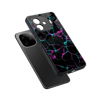 Nebula Veins sleek iqoo neo 10r 5g cover with tempered glass back and TPU edges