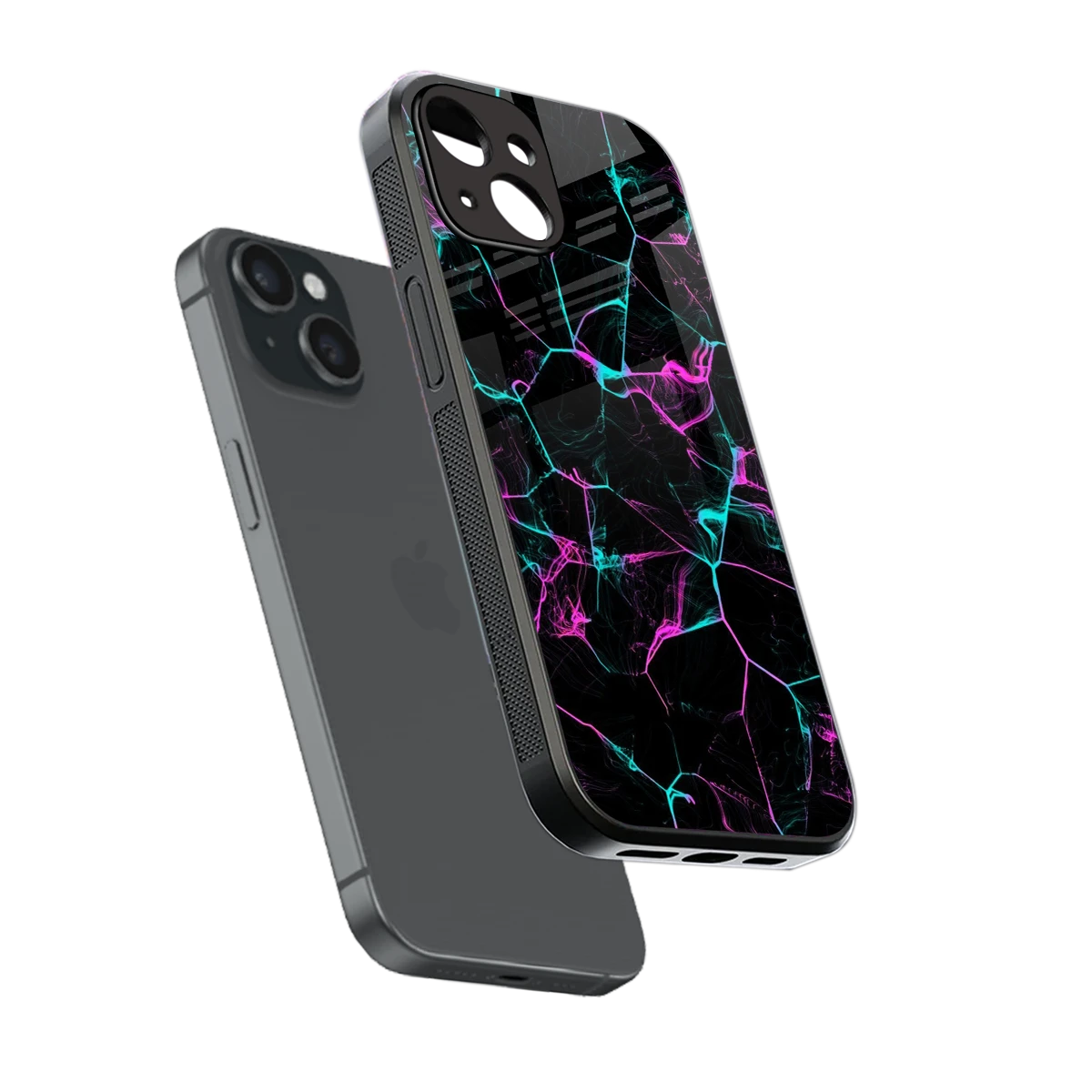 Nebula Veins sleek iphone 14 cover with tempered glass back and TPU edges