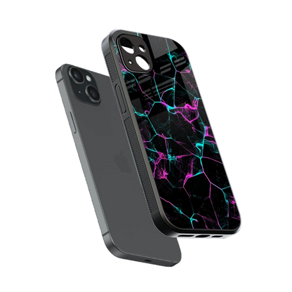 Nebula Veins sleek iphone 15 plus cover with tempered glass back and TPU edges
