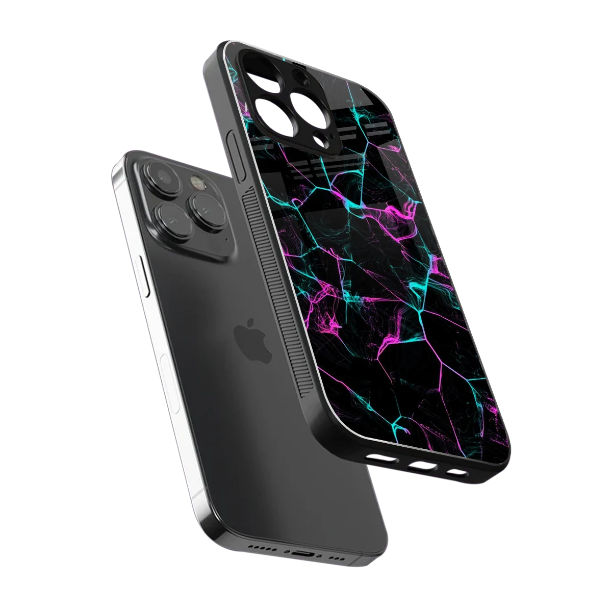 Nebula Veins sleek iphone 16 pro max cover with tempered glass back and TPU edges
