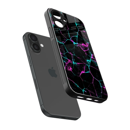 Nebula Veins sleek iPhone 16 cover with tempered glass back and TPU edges