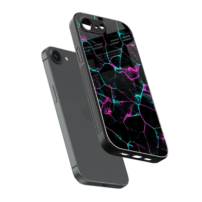 Nebula Veins sleek iphone 16e cover with tempered glass back and TPU edges