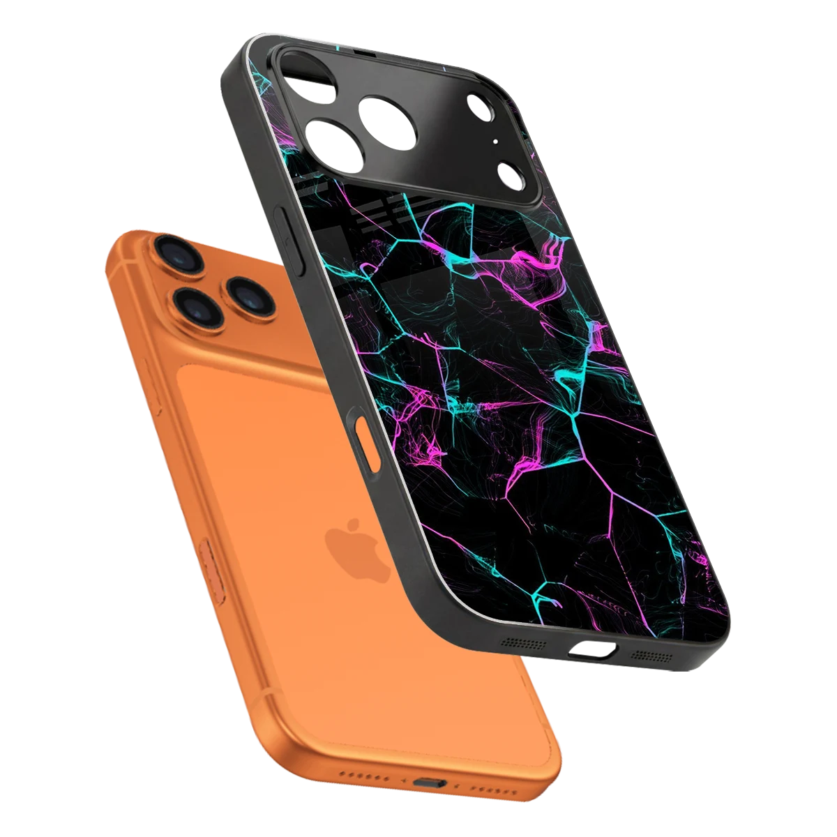 Nebula Veins sleek iphone 17 pro cover with tempered glass back and TPU edges