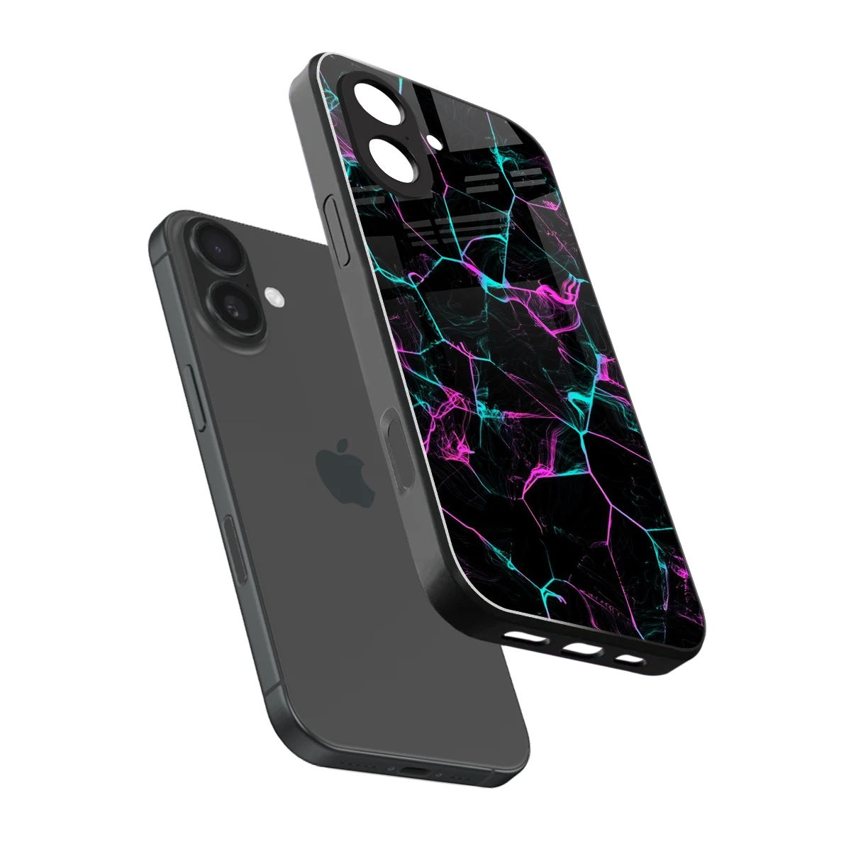 Nebula Veins sleek iphone 17 cover with tempered glass back and TPU edges