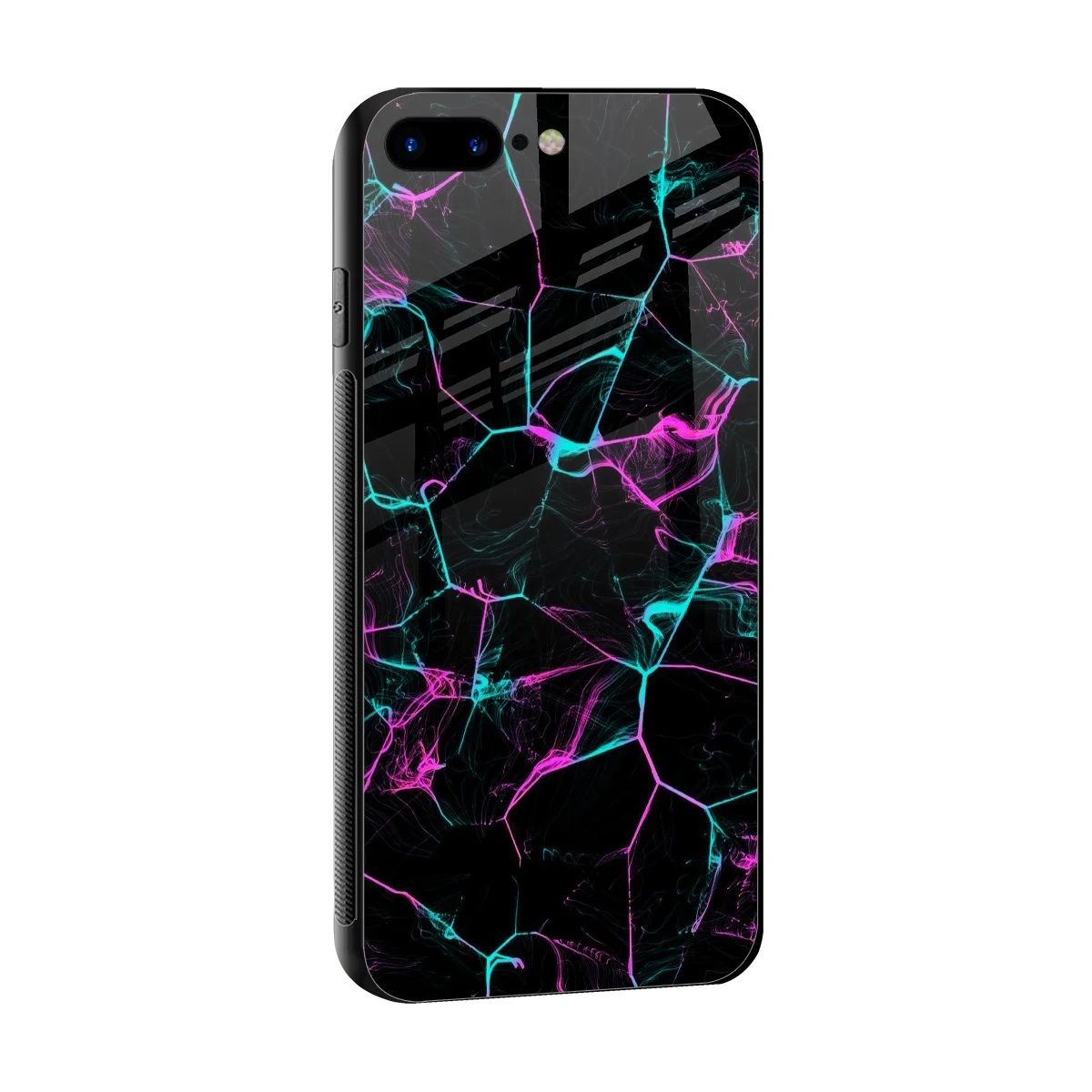 Nebula Veins sleek iphone 8 plus cover with tempered glass back and TPU edges