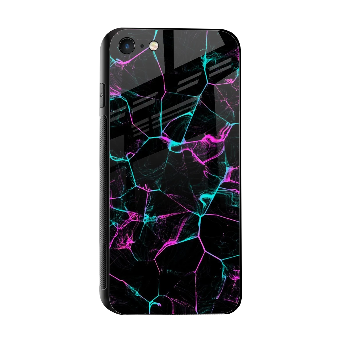 Nebula Veins sleek iphone 7 cover with tempered glass back and TPU edges