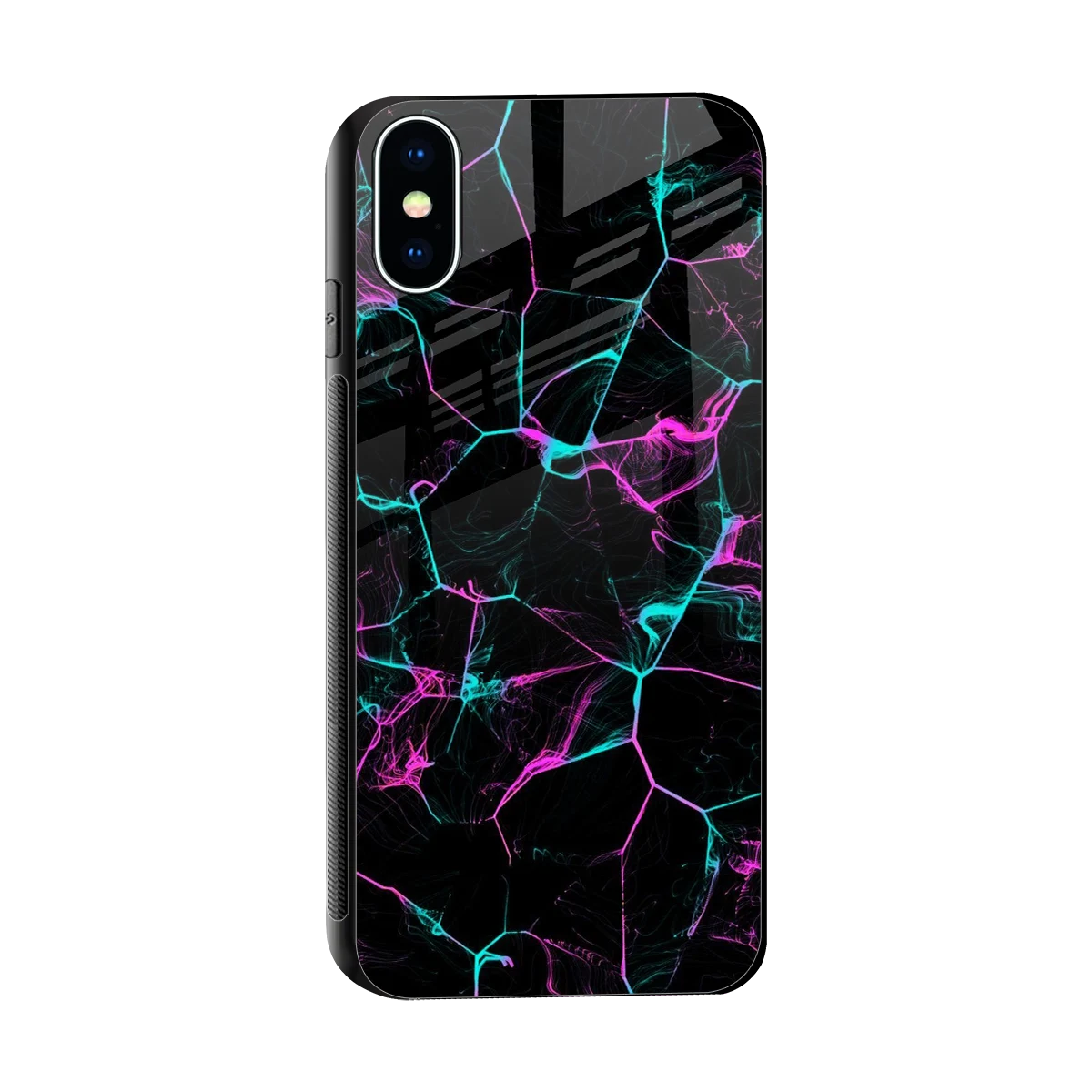 Nebula Veins sleek iphone xs cover with tempered glass back and TPU edges