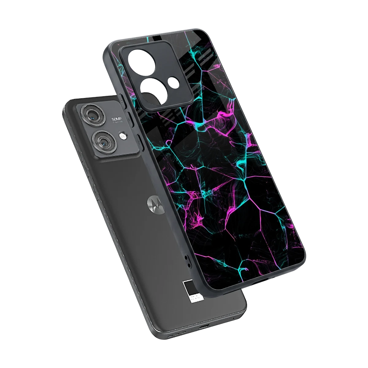 Nebula Veins sleek motorola edge 40 neo 5g cover with tempered glass back and TPU edges