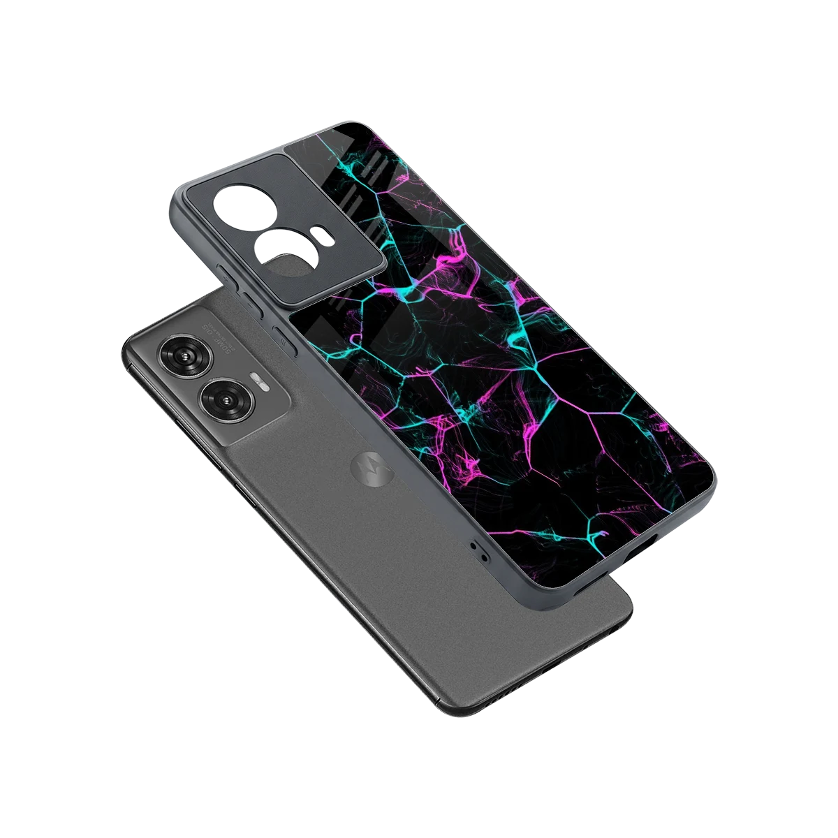 Nebula Veins sleek motorola edge 50 fusion cover with tempered glass back and TPU edges