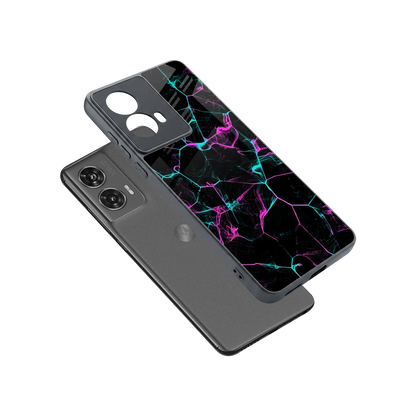 Nebula Veins sleek motorola edge 50 fusion cover with tempered glass back and TPU edges
