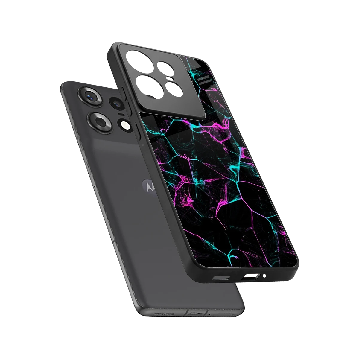 Nebula Veins sleek motorola edge 50 pro cover with tempered glass back and TPU edges