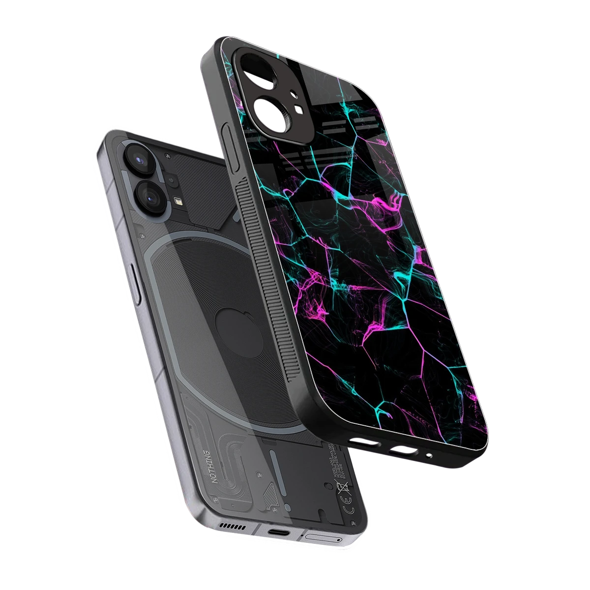 Nebula Veins sleek nothing phone 1 cover with tempered glass back and TPU edges