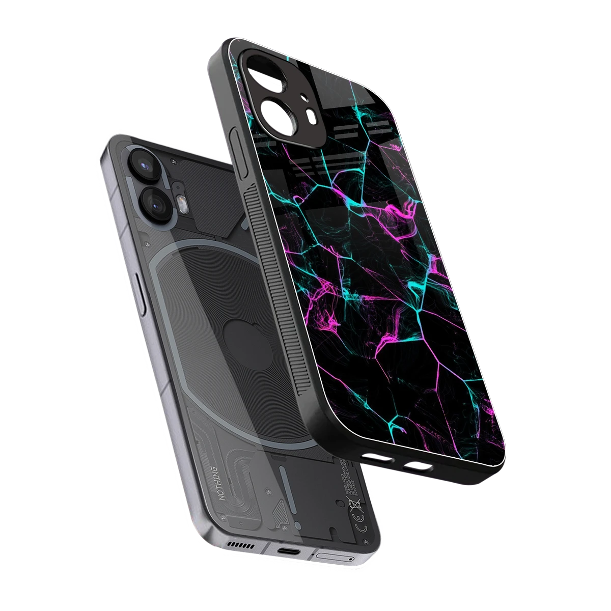 Nebula Veins sleek nothing phone 2 cover with tempered glass back and TPU edges